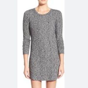 CLEO Sweater Knit Mini Dress Ribbed Long Sleeve Athleisure Casual Sz Medium Gray